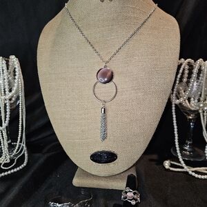 Paparazzi Silver and Purple Tassel Necklace/Bracelet/Ring Set